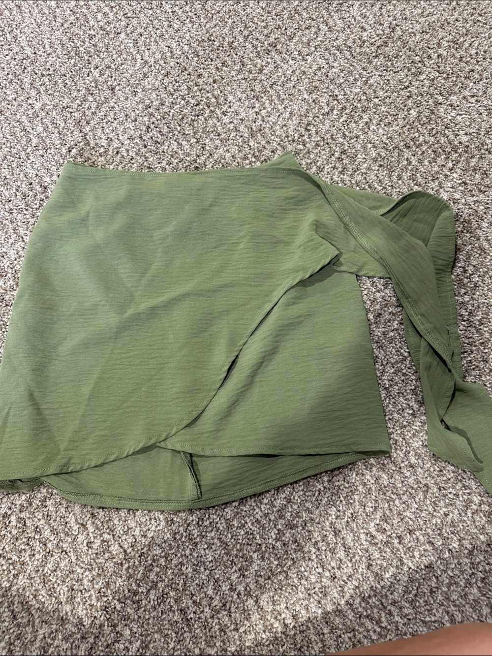 SHEIN Olive Green Tie-Wrap Mini Skirt